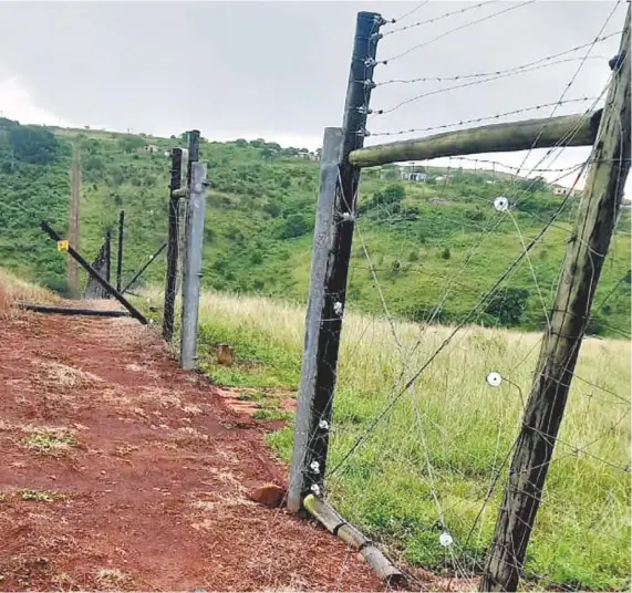  ?? ?? Pictures of the broken fence, posted by Ezemvelo KZN Wildlife on social media