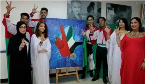  ??  ?? Art students and teachers at the rashid centre for the Determined Ones celebrate the national Day.