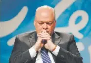  ?? Paul Sancya, The Associated Press ?? Jim Hackett listens to a question after being introduced as Ford’s CEO on Monday in Dearborn, Mich.