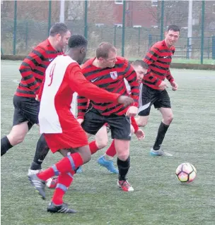  ??  ?? ●●Action from High Lane’s game against Whalley Range