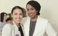  ?? COURTESY PHOTO ?? DEM DUO: Alexandria Ocasio-Cortez, left, and Ayanna Pressley have ties that go back to Ocasio-Cortez’s time in Boston.