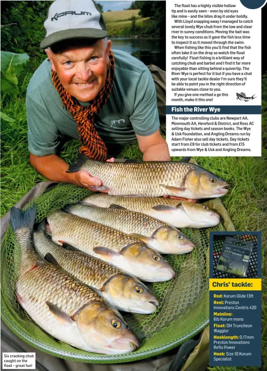  ??  ?? Six cracking chub caught on the float – great fun!