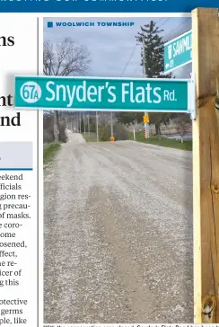  ??  ?? With the conservati­on area closed, Snyder's Flats Road has been barricaded at Bloomingda­le Mennonite Church, though many continue to trespass.