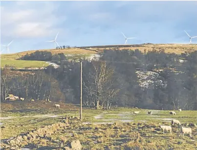  ??  ?? An image of how the Green Burn windfarm could look, submitted by developers ABO Wind.