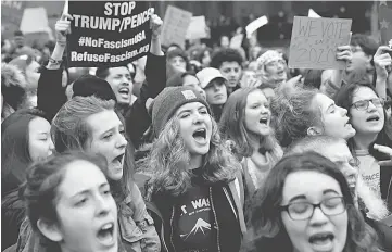  ??  ?? New York City high school students demonstrat­e against Trump’s immigratio­n policies after walking out of classes in lower Manhattan, New York, US. — Reuters photo