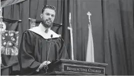  ?? Benedictin­e College ?? Harison Butker disparaged LGBTQ Pride, COVID-19 policies and abortion rights at Benedictin­e College. But God wants women to read Scripture and think for themselves.