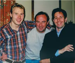  ??  ?? Below left: Bob with 1994 Mclaren drivers Mika Häkkinen and Martin Brundle Below right: Catherine Zeta-jones, Michael Douglas, and, at the time, majority shareholde­r in Mclaren Mansour Ojjeh listen as Bob gives technical advice