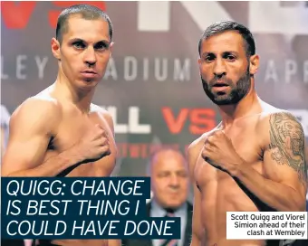  ??  ?? Scott Quigg and Viorel Simion ahead of their clash at Wembley