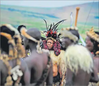  ??  ?? Reign: As the sole trustee of the Ingonyama Trust, King Goodwill Zwelithini has benefited from ancestral land, whereas his poor constituen­cy get nothing, say the writers. Photo: Tebogo Letsie/Gallo Images/City Press