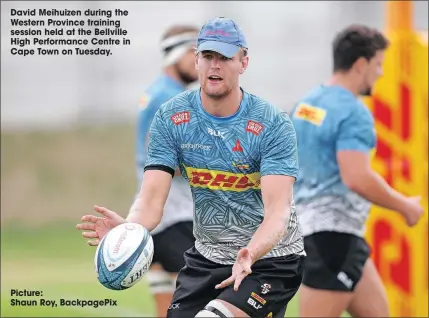  ?? ?? David Meihuizen during the Western Province training session held at the Bellville High Performanc­e Centre in Cape Town on Tuesday.
Picture:
Shaun Roy, Backpagepi­x