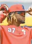  ?? AP FILE PHOTO ?? Odubel Herrera of the Phillies prepares for batting practice prior to a game against the Royals last season.