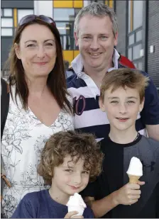  ??  ?? Helen, Harry, Declan and Jago Spellman who were at the Paddy Casey Gig at Templecarr­ig School, Greystones.