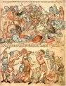  ?? ?? Battle of Bannockbur­n from the Holkham Bible Picture Book.