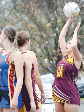  ??  ?? by
Below: Braving the wet conditions at the Mid Gippsland grand final to cheer Trafalgar’s netball teams are (back, from left) Simone Coyle, Aaron Wilson, Ryan Farmer, Jackie Farmer, (middle, from left) Grace Matthews, Hannah Templeton, (front, from...