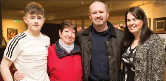  ??  ?? At the Bryan Carr School of Performing Arts musical ‘Hairspray’ at Siamsa Tire on Wednesday evening were Tristen Kirwin, Maureen O’Brien, David and Sabrina Kirwin.