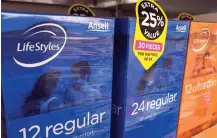  ?? (David Gray/Reuters) ?? BOXES OF ANSELL condoms are displayed for sale at a local pharmacy in Sydney, Australia.