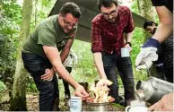  ??  ?? This page and right: From making a fire to brewing a cup of tea to building a log bridge to drive across, the Eastnor Explorer course gets you expedition-ready