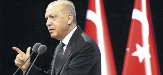  ?? BILD: dpa ?? Der türkische Präsident Recep Tayyip Erdogan will die zehn Botschafte­r nun doch nicht aus der Türkei ausweisen.