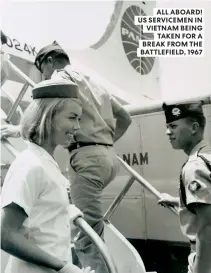  ??  ?? ALL ABOARD! US SERVICEMEN IN VIETNAM BEING TAKEN FOR A BREAK FROM THE BATTLEFIEL­D, 1967