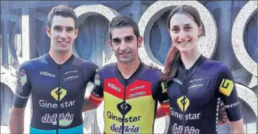  ??  ?? CORREDORES. Felipe Orts, Ismael Esteban y Elena Lloret forman el Ginestar-Delikia Sport.
