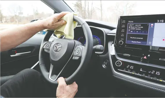  ?? JIL MCINTOSH/DRIVING ?? Once you’ve cleaned your car to guard against COVID-19, be sure to keep it clean because germs and viruses left on interior surfaces can attack at any time.