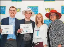  ?? SUBMITTED PHOTO — PAM HESLER PHOTOGRAPH­Y/YOUNG ENTREPRENE­URS ACADEMY ?? Ryan Klauder, of Phoenixvil­le, and Christophe­r Muth, of West Chester, are recognized at the Young Entreprene­urs Academy Philadelph­ia Investor Panel Event.