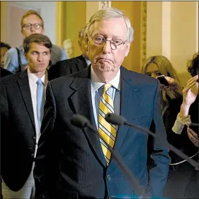  ?? AP/J. SCOTT APPLEWHITE ?? “It’s a big, complicate­d subject,” Senate Majority Leader Mitch McConnell said Tuesday of the Senate health care bill, while expressing optimism that Republican­s will come together on a deal.