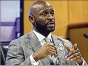  ?? ALYSSA POINTER/GETTY IMAGES/TNS ?? Fulton County special prosecutor Nathan Wade testifies during a hearing on the Georgia election interferen­ce case Thursday in Atlanta. Wade and DA Fani Willis have been romantical­ly involved.