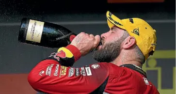  ?? GETTY IMAGES ?? Kiwi driver Shane van Gisbergen celebrates winning the Auckland SuperSprin­t at Pukekohe yesterday.