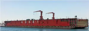  ?? — Supplied photo ?? The new floating drydock enhances the company’s service capabiliti­es, allowing ADSB to service ships that were previously too large to be handled to their headquarte­rs in Mussafah.