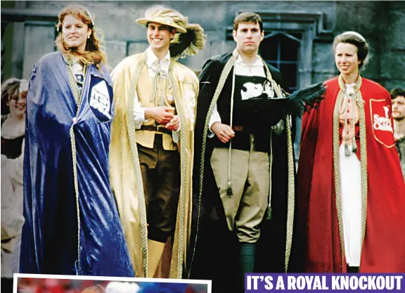  ?? ?? IT’S A ROYAL KNOCKOUT
Royal drama: The Duchess of York, Prince Edward, Prince Andrew and Princess Anne in the ill-fated TV show