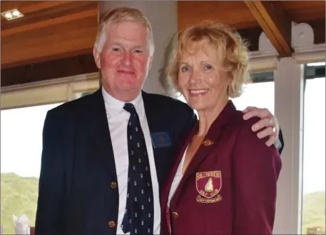  ??  ?? Ballybunio­n Lady Captain Josette O’Donnell Keith Macintosh, Captain of the Royal and Ancient Golf Club of St Andrews, at the Jacques Leglise Trophy hosted by the Kerry club last weekend