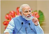  ?? — PTI ?? Prime Minister Narendra Modi addresses a function on the government’s Depositors First focus in New Delhi, on Sunday.