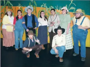  ?? PHOTOS BY CAROL ROLF/CONTRIBUTI­NG PHOTOGRAPH­ER ?? Above: Appearing in the upcoming production of Oklahoma! at the Clinton High School Auditorium are, front row, from left, Sam Branscum as Jud, and Ethaen Branscum as Will Parker; and back row, from left, Becky Smith Bradley as Aunt Eller; Ja-li-si...