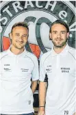  ?? FOTO: FCO ?? Simon Kober (l.) und Lukas Maier hören am Saisonende als Trainer des FC Ostrach auf.