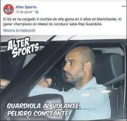  ??  ?? Post sobre Pep Guardiola (Alter Sports, Facebook)