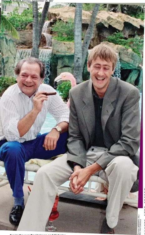  ??  ?? Fun in the sun: David Jason and Nicholas Lyndhurst on location in Florida for Only Fools And Horses