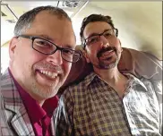  ??  ?? John Arthur and Jim Obergefell on their wedding day aboard a medical transport plane in Baltimore. Before Arthur died in October 2013, the couple filed a lawsuit challengin­g Ohio’s ban on same-sex marriage.