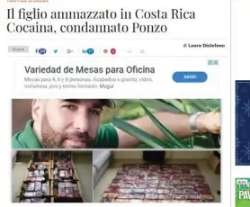  ??  ?? Así informó el diario italiano la condena del papá de Ponzo.