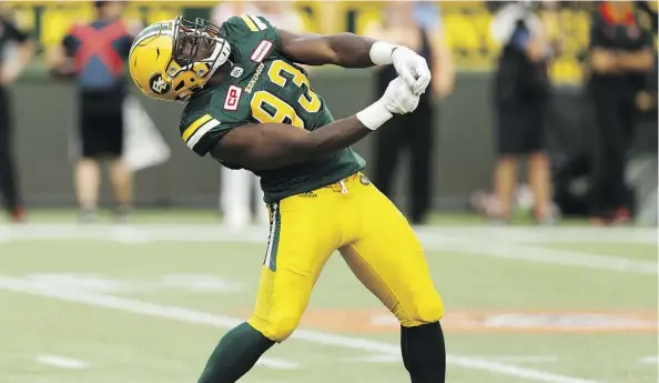  ?? IAN KUCERAK ?? Much is expected from second-year Canadian defensive end Kwaku Boateng, who will be among the contingent of Edmonton Eskimos attending spring mini-camp in Las Vegas Saturday through Tuesday. Edmonton will have a completely revamped defensive line this...