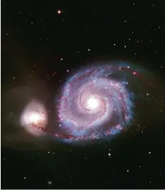  ??  ?? Thomas Winterer hat die Galaxie M51 fotografie­rt, die er von der Diedorfer Stern warte aus beobachtet hat.