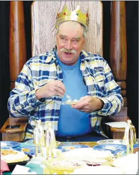  ?? (NWA Democrat-Gazette/Randy Moll) ?? David McNair samples a pie during a special reception for him on March 6 in the McKee Community Room. McNair served the city for about 25 years as the head of the public works department and as a building inspector before his retirement in December 2016. Prior to that, he served on the Gentry City Council for close to five years.