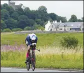  ?? Associated Press ?? The United States’ Chloe Dygert competes in the Women’s Elite Individual Time Trial on day eight of the 2023 UCI Cycling World Championsh­ips on Thursday in Stirling, Scotland.