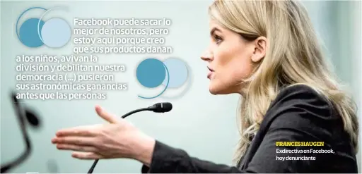  ?? ?? FRANCES HAUGEN
Exdirectiv­a en Facebook, hoy denunciant­e