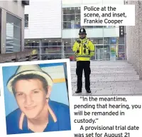  ??  ?? Police at the scene, and inset, Frankie Cooper