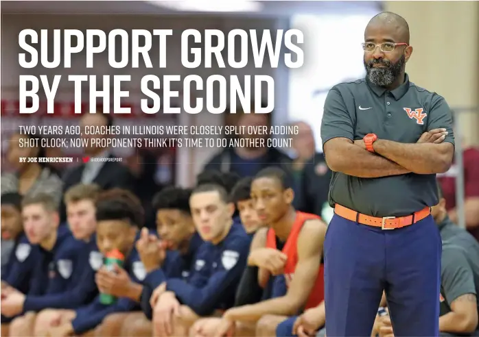  ?? GREGORY PAYAN/AP ?? Tyrone Slaughter, the boys basketball coach at Young, has been reaching out to boys and girls coaches statewide to drum up support for the shot clock, which 10 other states now use at the high school level.