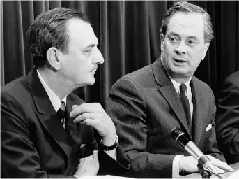  ?? Archives Canada photo Library and ?? André Laurendeau and Davidson Dunton, co-chairs of the landmark Royal Commission on Bilinguali­sm and Bicultural­ism, appointed by Prime Minister Pearson in 1963.