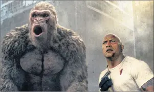  ?? AP PHOTO ?? This image released by Warner Bros. shows Dwayne Johnson in a scene from “Rampage.”