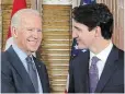  ??  ?? Both Joe Biden and Justin Trudeau know their government­s must reduce their countries’ reliance on fossil fuels, writes Geoffrey Stevens.