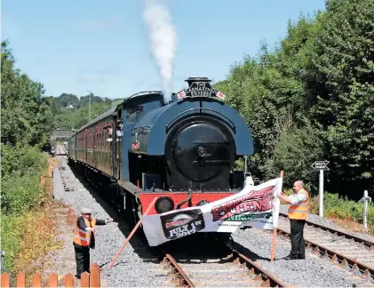  ?? SCOTT ARTUS ?? Currently undergoing a contract overhaul at the Gwili Railway, RSH 0-6-0ST No. 47 ‘Moorbarrow’ had the honour of hauling the first public train to the line’s new Abergwili Junction station on July 1 2017.